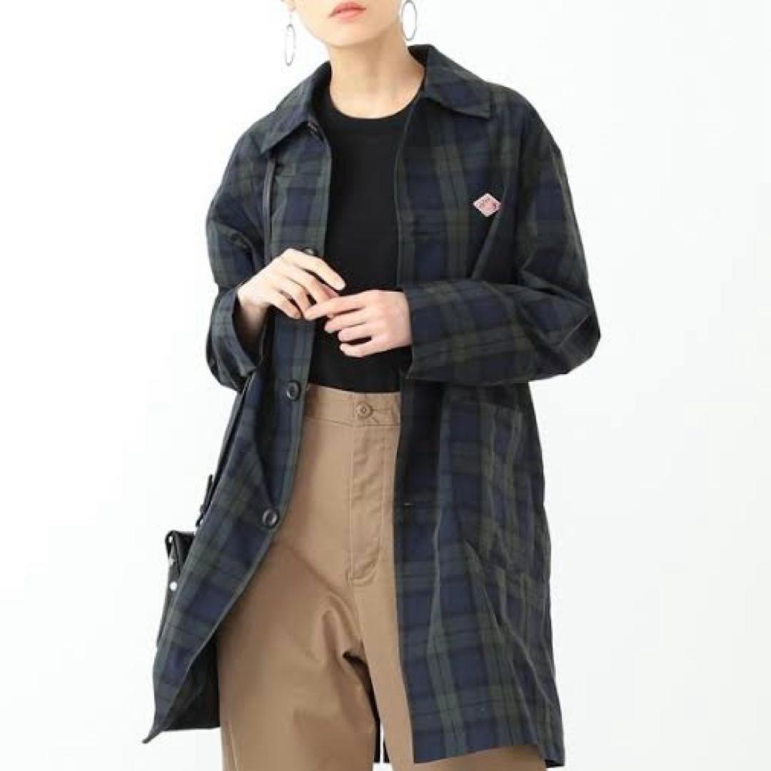 美品 ダントン レイビームス別注 ナイロンステンカラーコート ブラックウォッチ