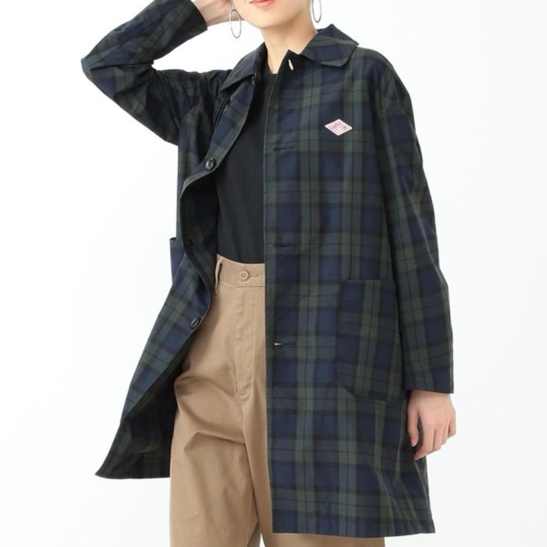 美品 ダントン レイビームス別注 ナイロンステンカラーコート ブラックウォッチ