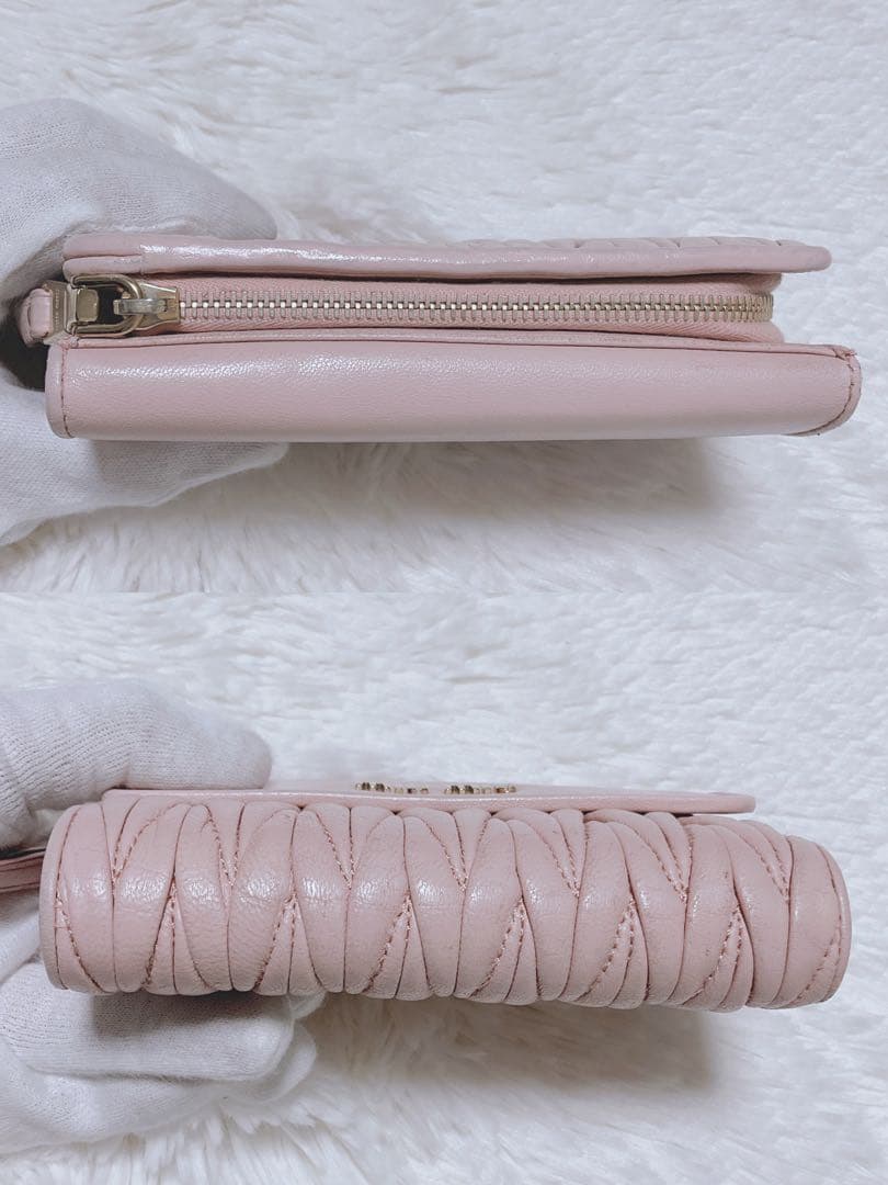 ♡美品♡MIU MIU マテラッセ 三つ折り財布 L字 ファスナー ピンク 金具