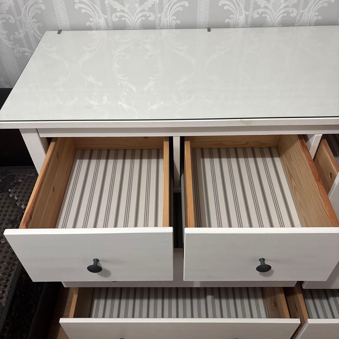 IKEA ホワイト木製チェスト HEMNES
