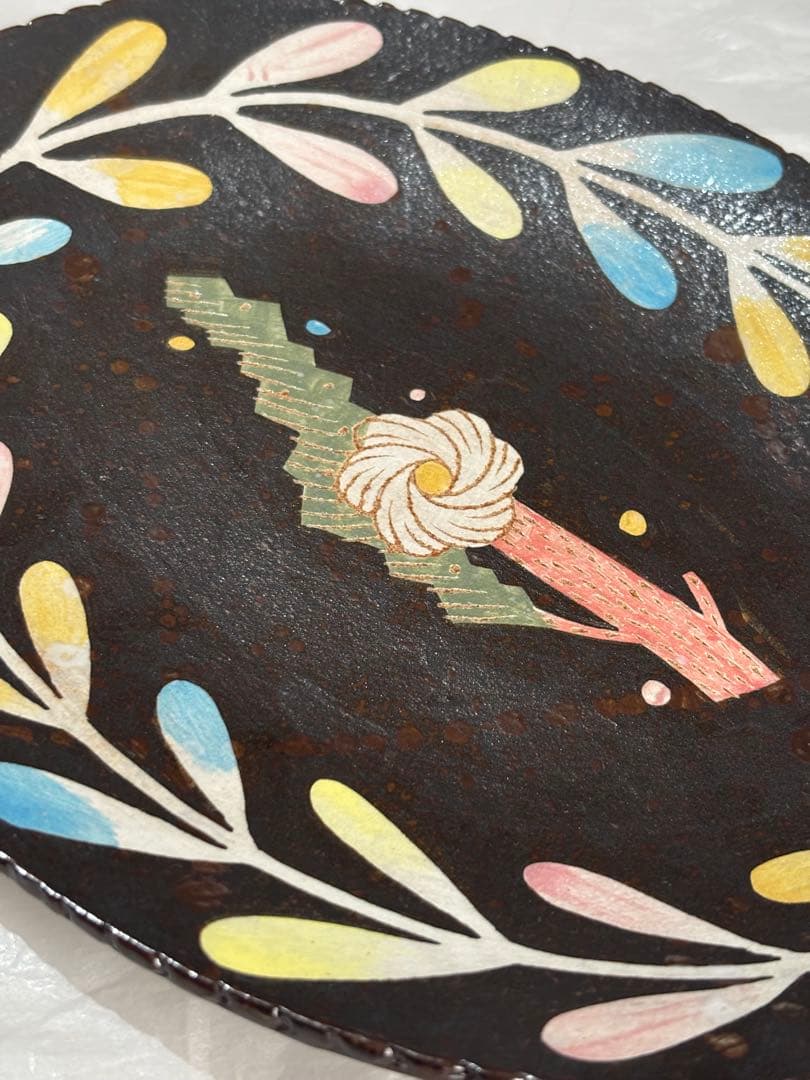 鹿児島睦　オーバル　プレート　皿　ハンドワーク