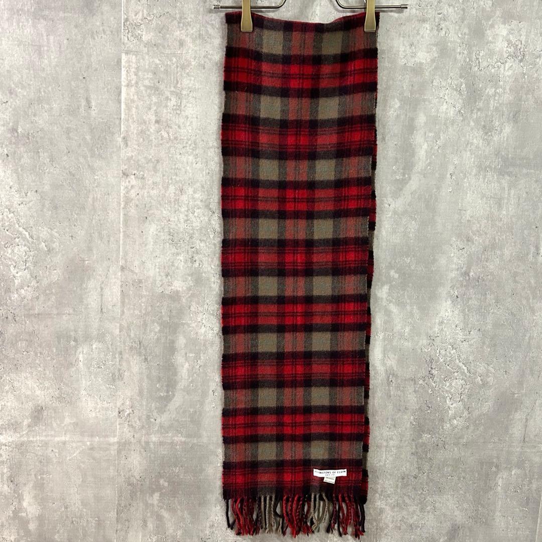 JOHNSTONSカシミヤ100% チェック マフラー レッド スコットランド製