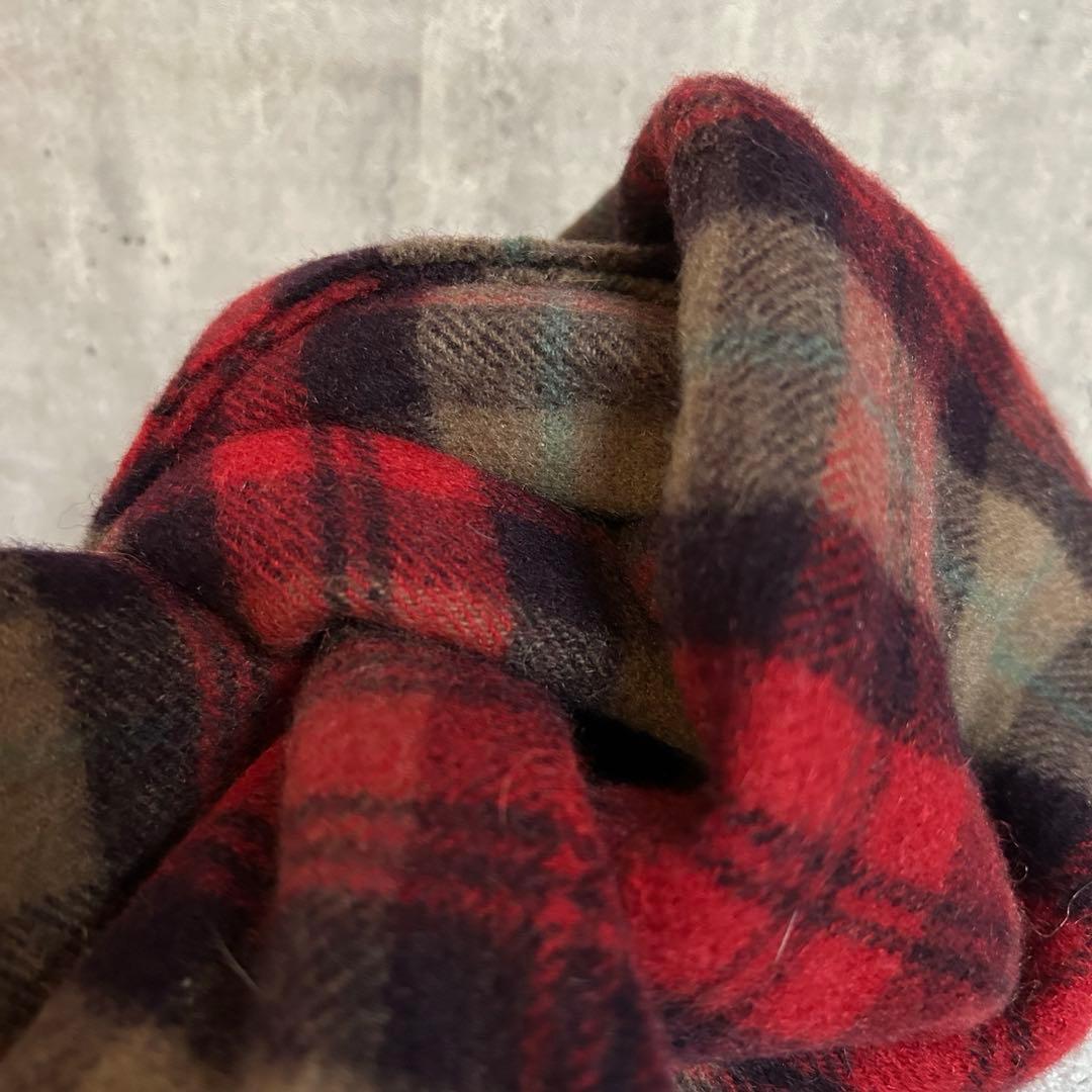 JOHNSTONSカシミヤ100% チェック マフラー レッド スコットランド製