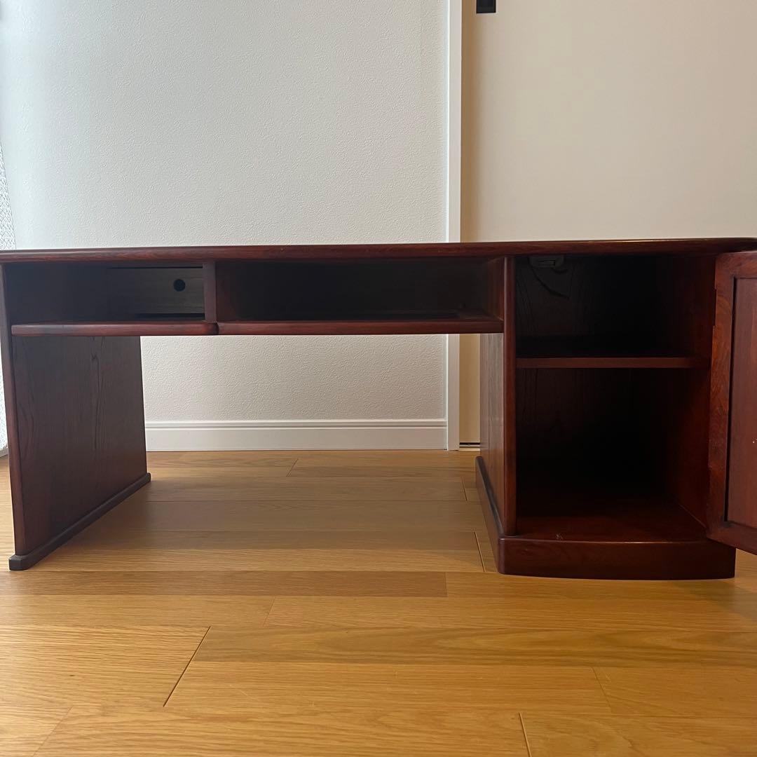 【karimoku】文机 ライティングデスク レトロ 書斎机 収納付き 木製