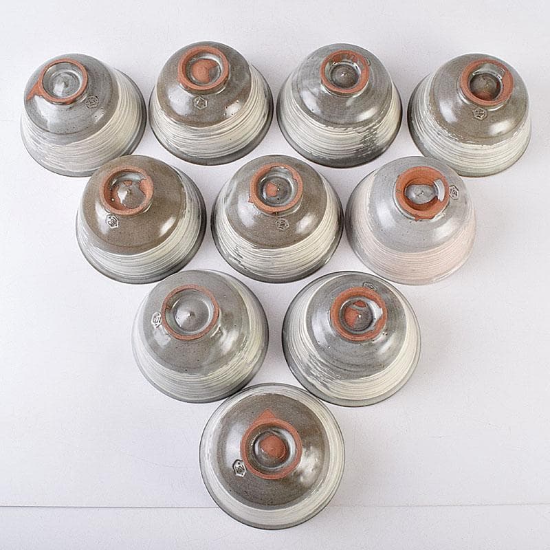 リンゴスパンキー 　京焼　玉欽作　三島手　数茶碗　十客　共箱　8535D