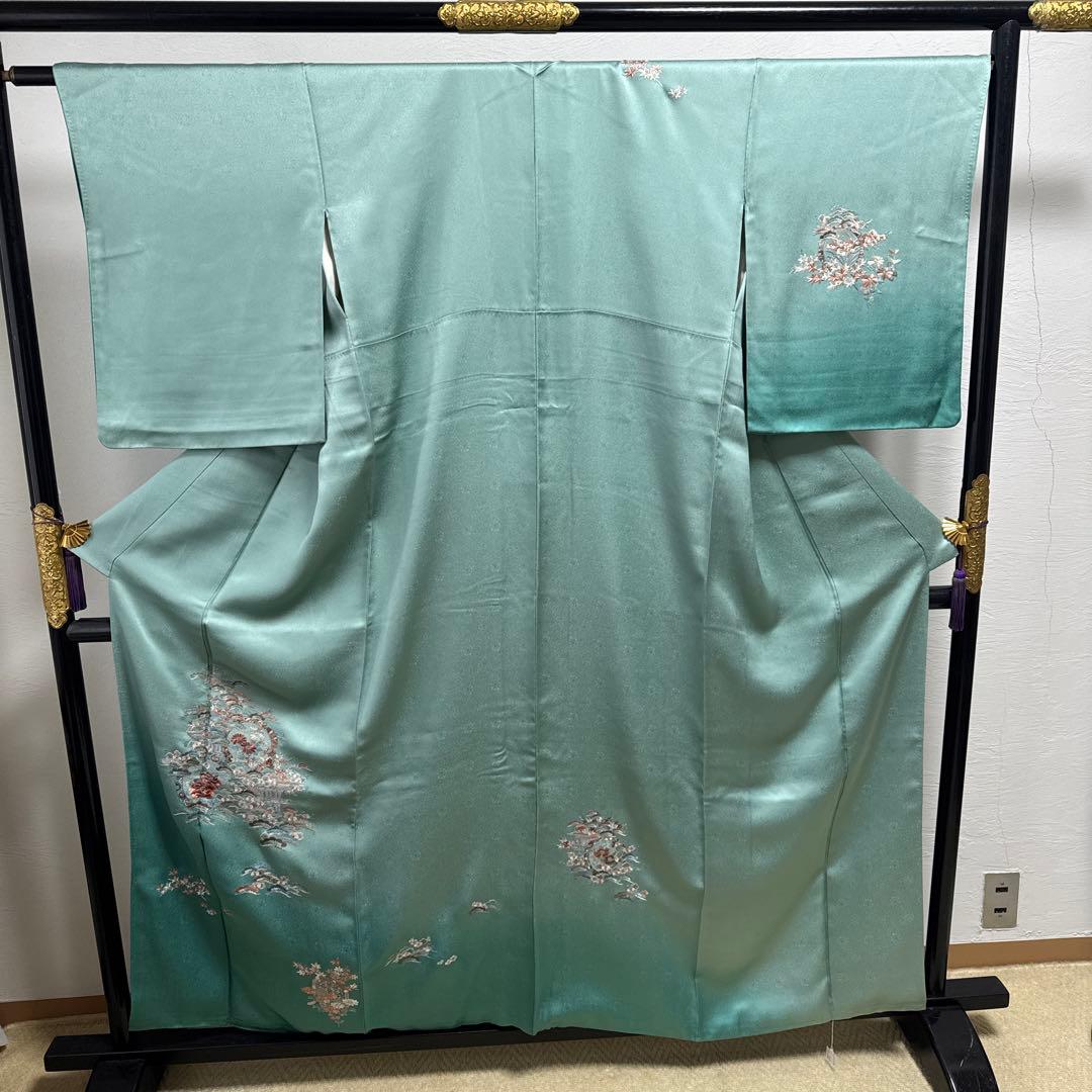 付け下げ訪問着　刺繍　美品　綸子　身丈156 ロ-6