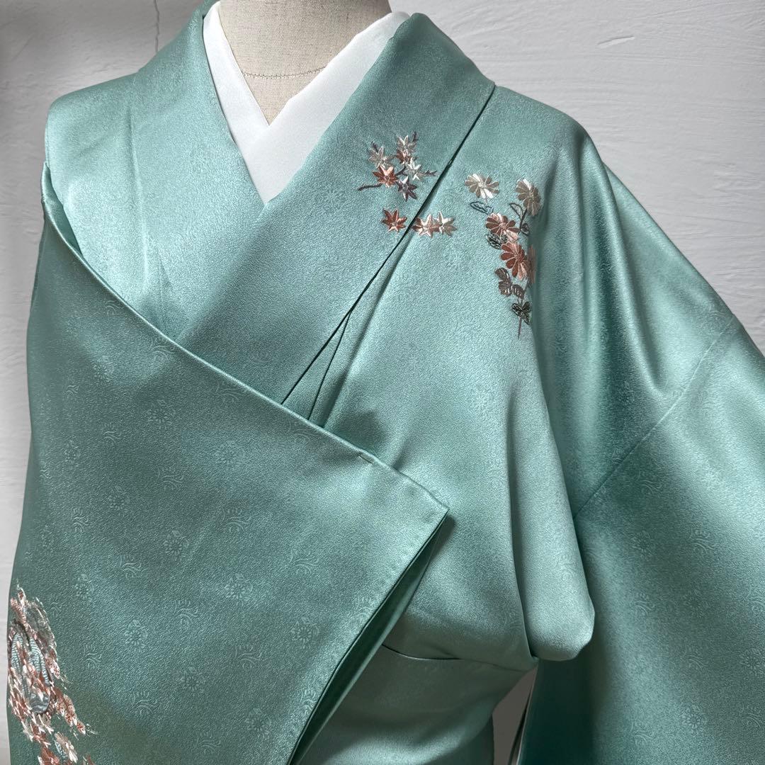 付け下げ訪問着　刺繍　美品　綸子　身丈156 ロ-6