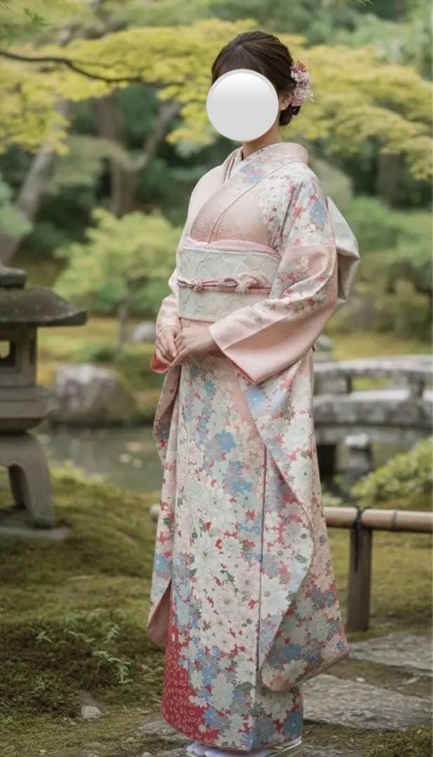 振袖セット　桜　花尽くし　ピンク系　149cm