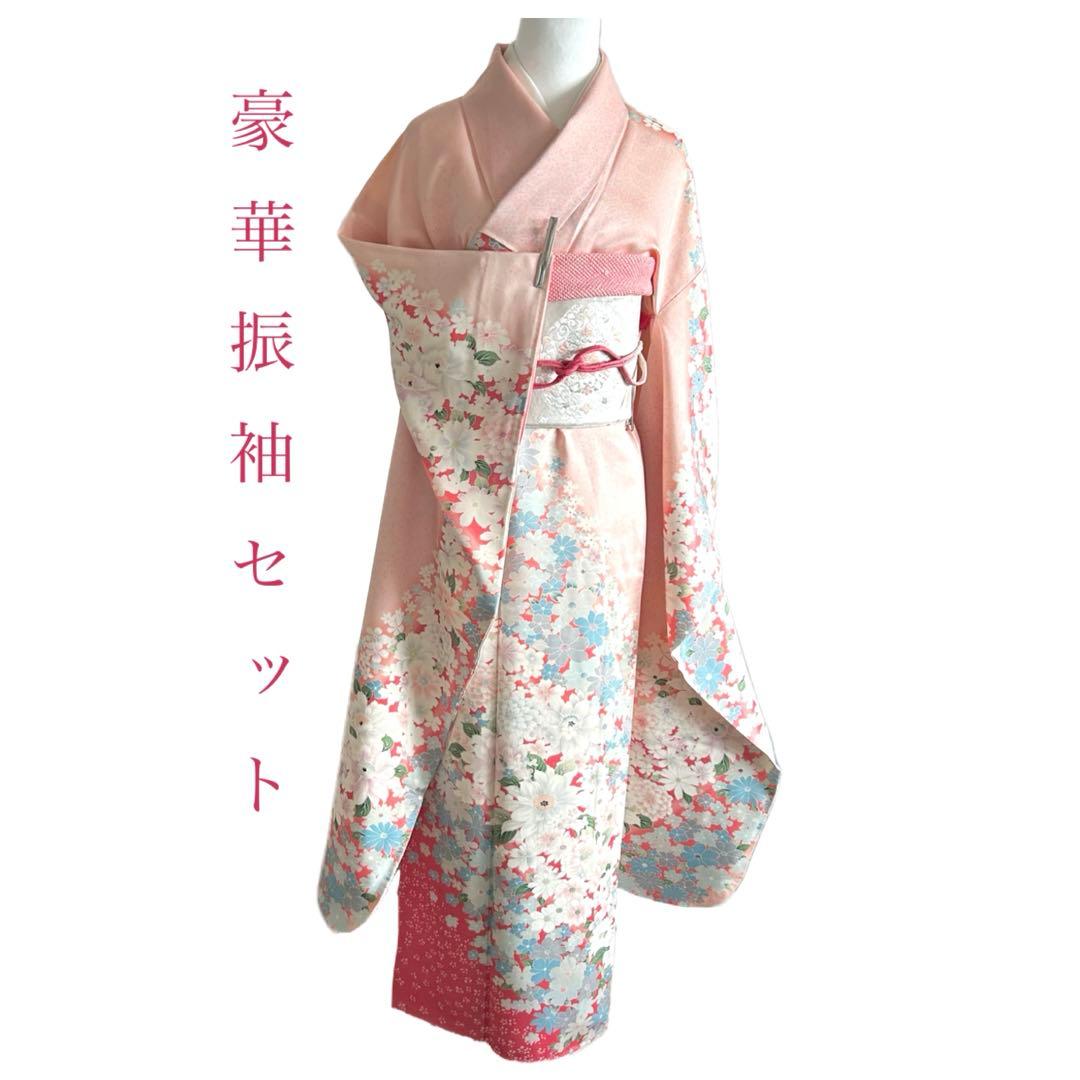 振袖セット　桜　花尽くし　ピンク系　149cm