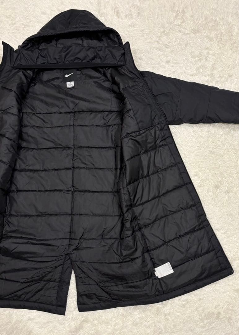 NIKE 中綿ベンチコート フード着脱可　ダブルジップ　XLサイズ　ブラック