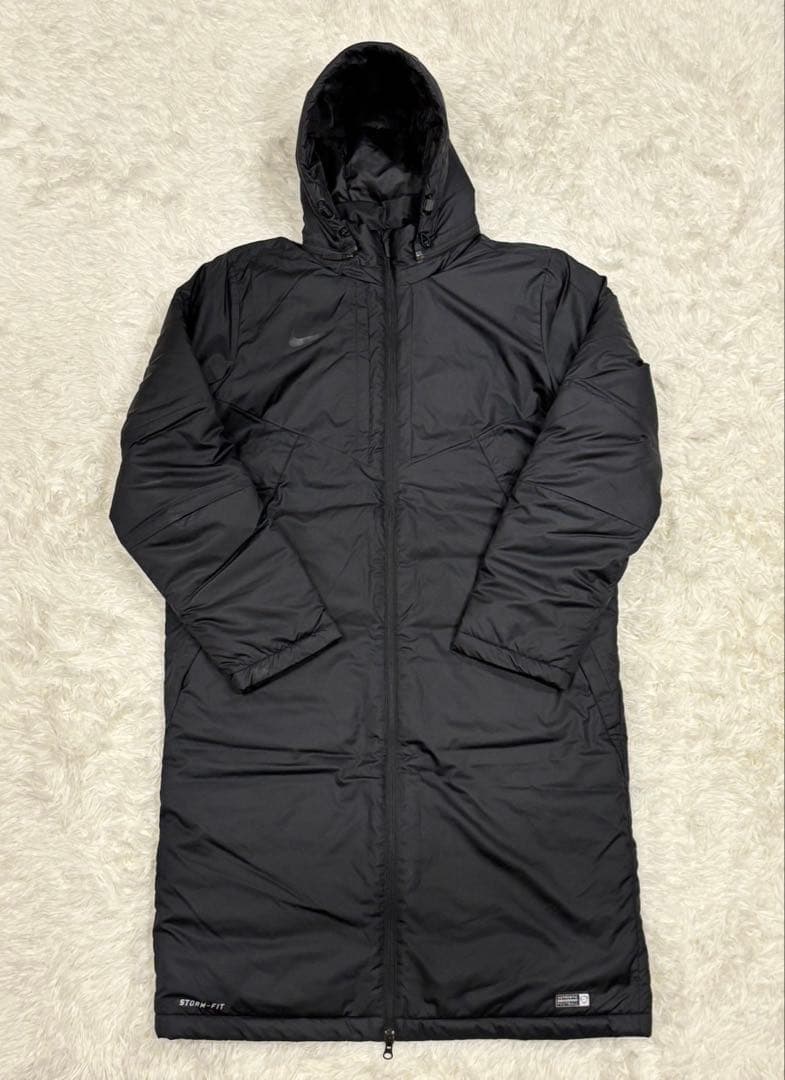 NIKE 中綿ベンチコート フード着脱可　ダブルジップ　XLサイズ　ブラック