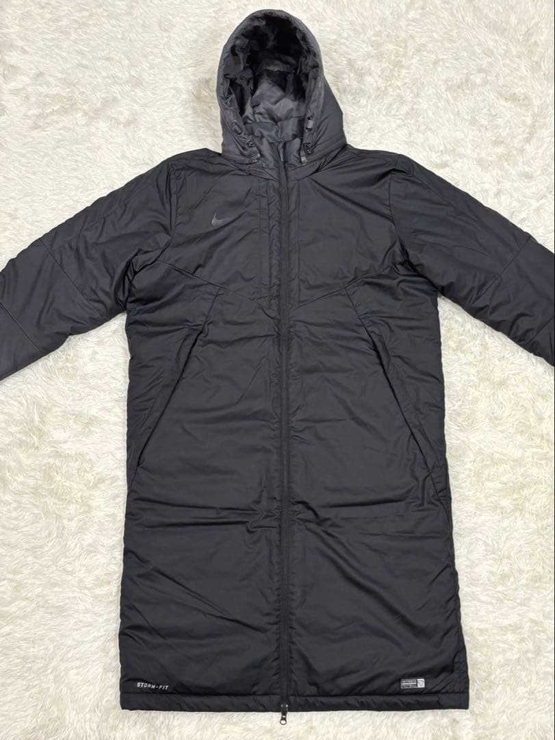 NIKE 中綿ベンチコート フード着脱可　ダブルジップ　XLサイズ　ブラック