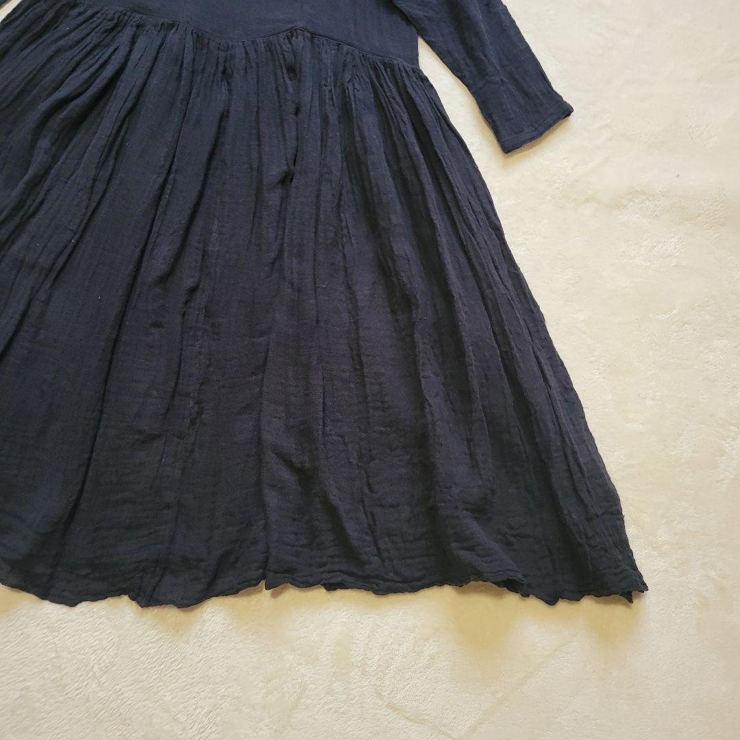 完売24SS✨ビアズリー　カヤギャザーワンピース　ガーゼ素材　マキシ丈　ゆったり