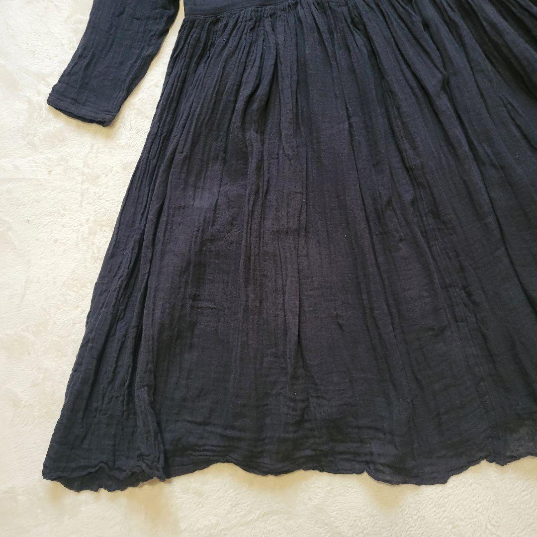 完売24SS✨ビアズリー　カヤギャザーワンピース　ガーゼ素材　マキシ丈　ゆったり