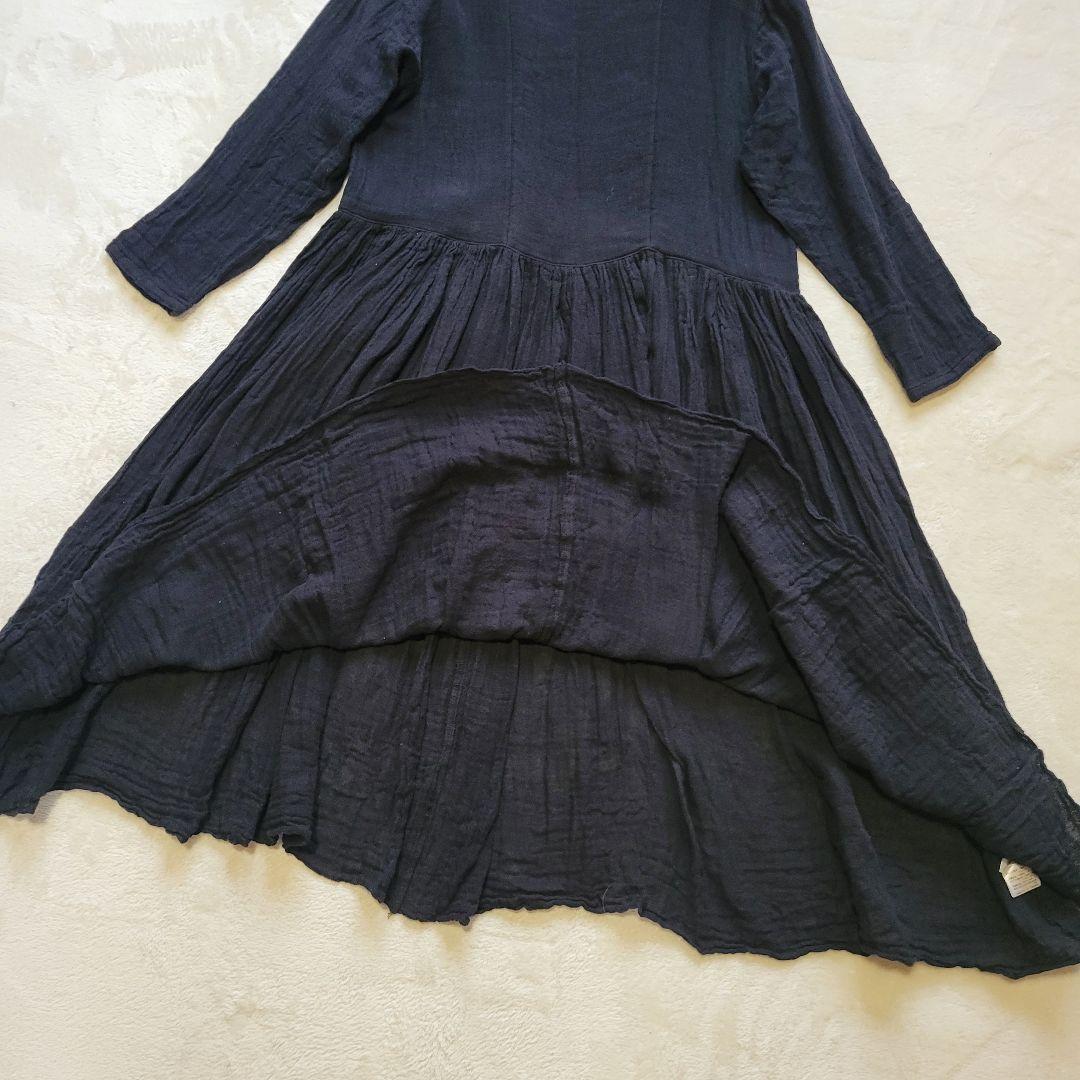 完売24SS✨ビアズリー　カヤギャザーワンピース　ガーゼ素材　マキシ丈　ゆったり