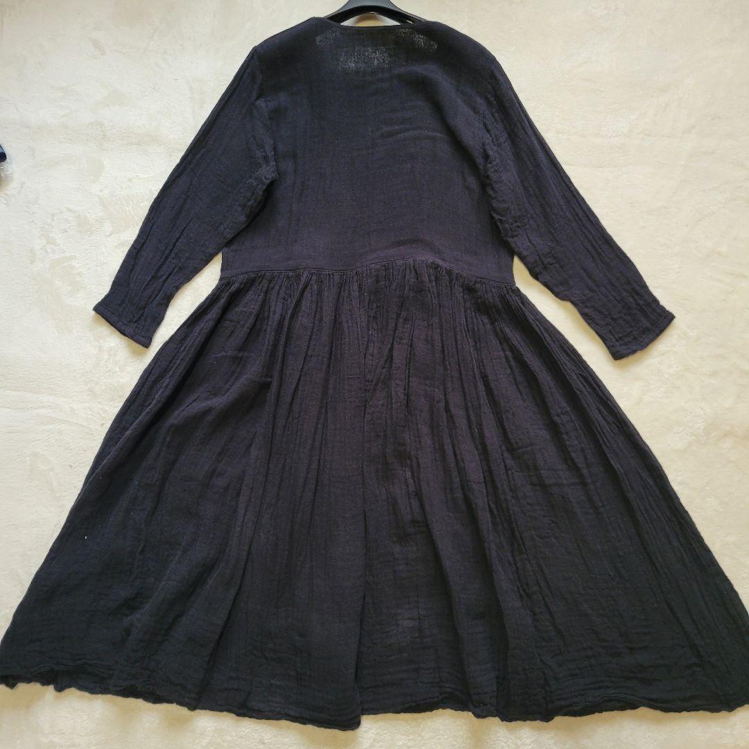 完売24SS✨ビアズリー　カヤギャザーワンピース　ガーゼ素材　マキシ丈　ゆったり