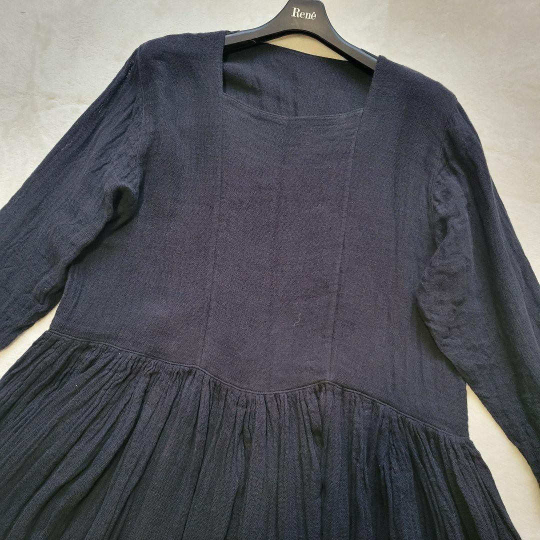 完売24SS✨ビアズリー　カヤギャザーワンピース　ガーゼ素材　マキシ丈　ゆったり