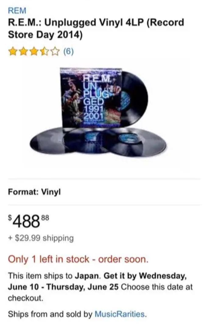 R.E.M. アンプラグド1991/2001  4LP