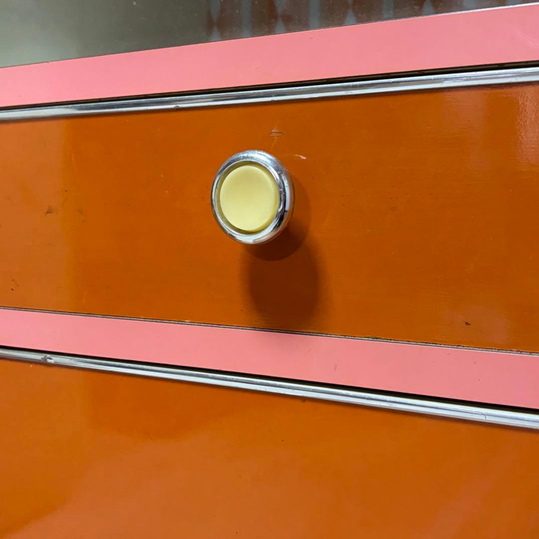 昭和レトロポップ食器棚　オレンジ　ガラス棚