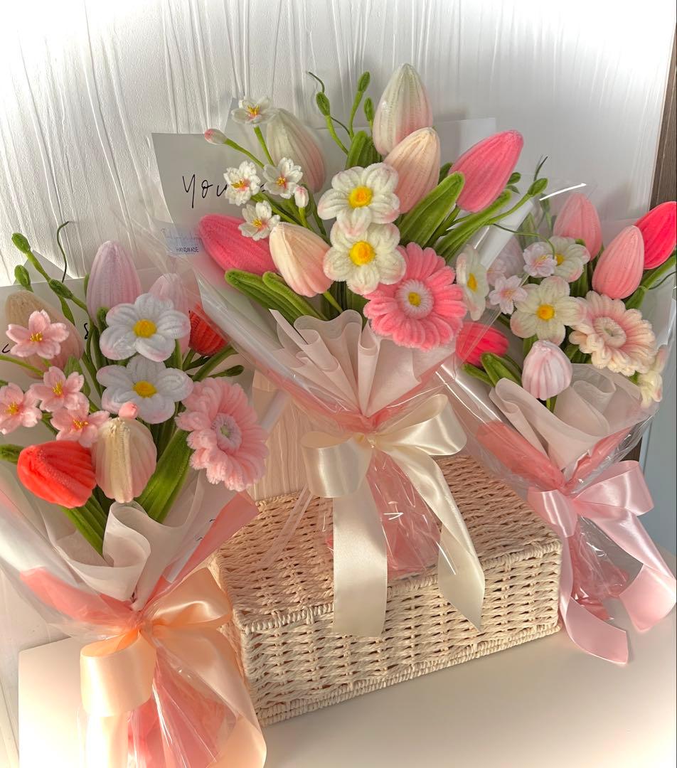 モールフラワー【N84@】チューリップとガーベラの花束3セット