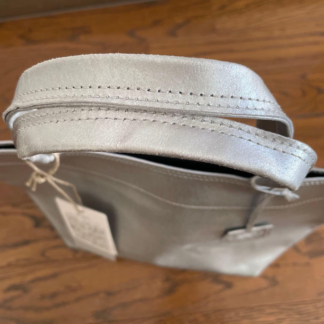 【未使用】ランチバッグS シルバー　ピッグスキン・ハリー