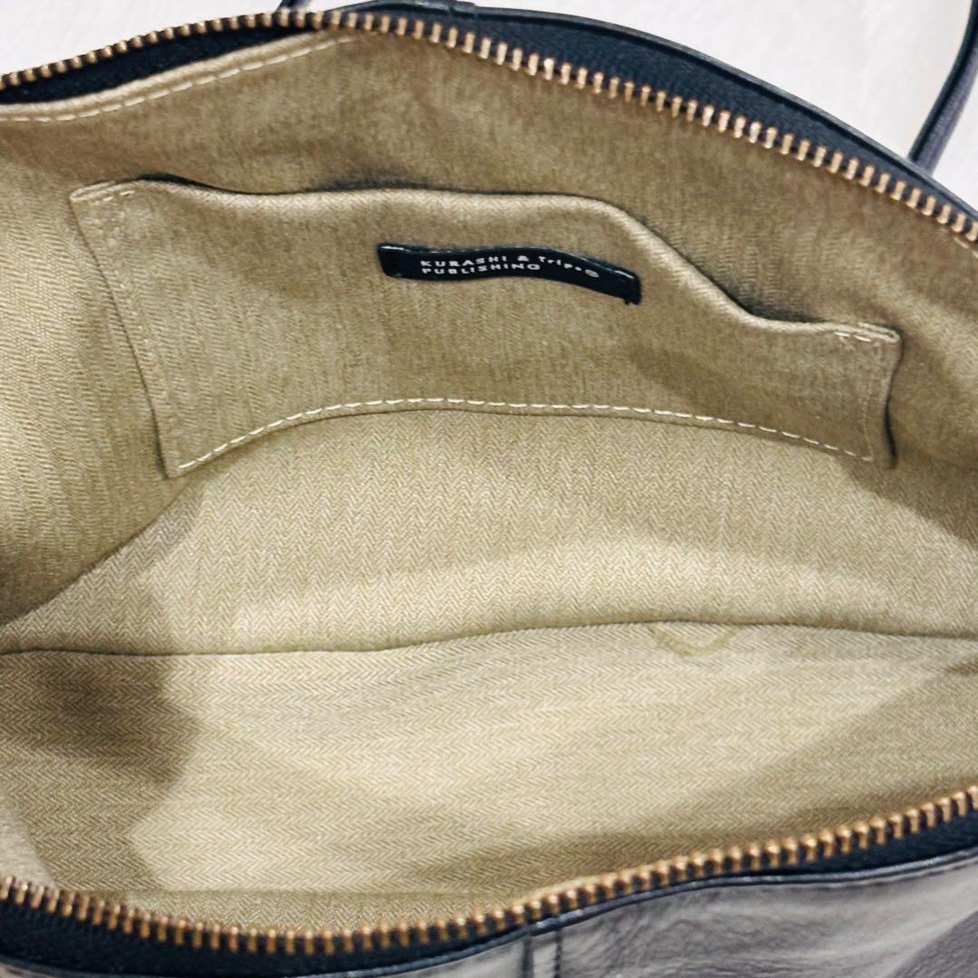 美品　北欧暮らしの道具店　撥水レザーショルダーバッグ　ブラック