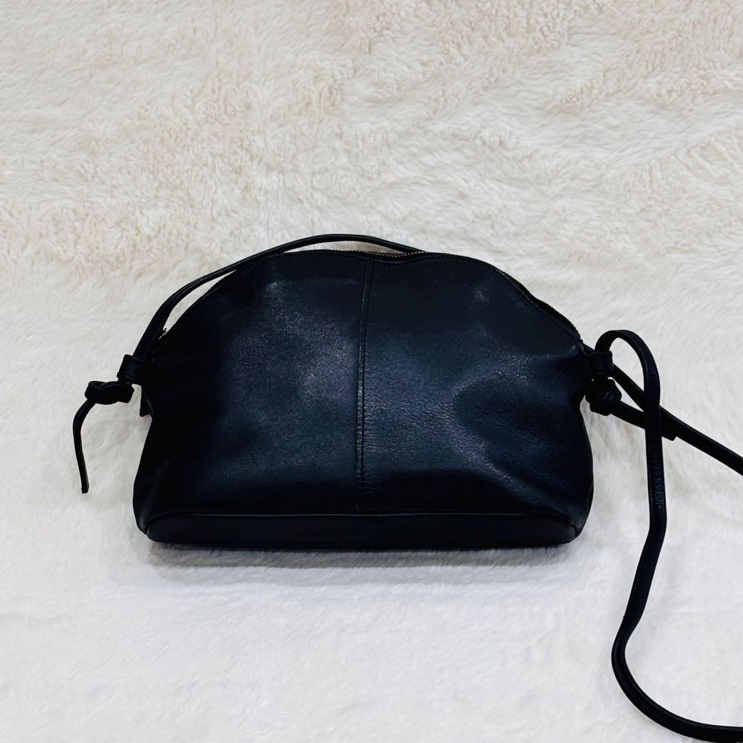 美品　北欧暮らしの道具店　撥水レザーショルダーバッグ　ブラック