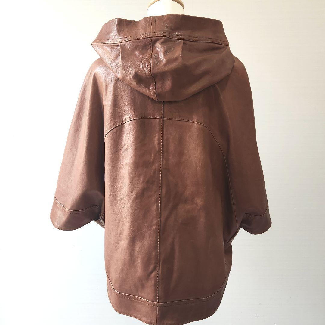 レア ターンロック フード付 ラムレザー ポンチョ hoss intropia