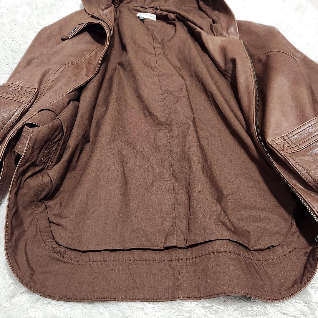 レア ターンロック フード付 ラムレザー ポンチョ hoss intropia