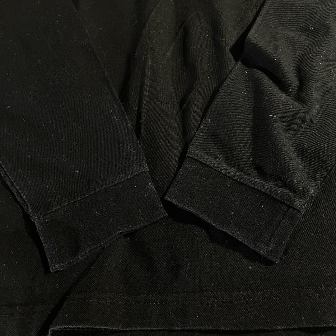 90s 英国製 バーバリーロンドン ノバチェック 襟 長袖 ポロシャツ M 黒