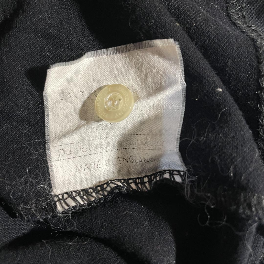 90s 英国製 バーバリーロンドン ノバチェック 襟 長袖 ポロシャツ M 黒