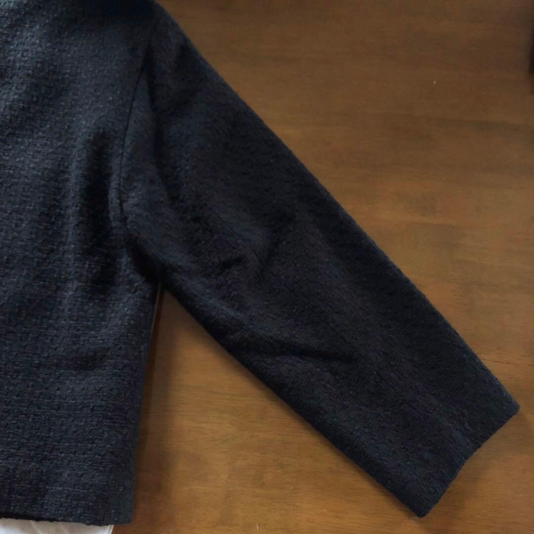 美品　インディヴィ　大きいサイズ　レディース　ノーカラー　ジャケット　黒　3L