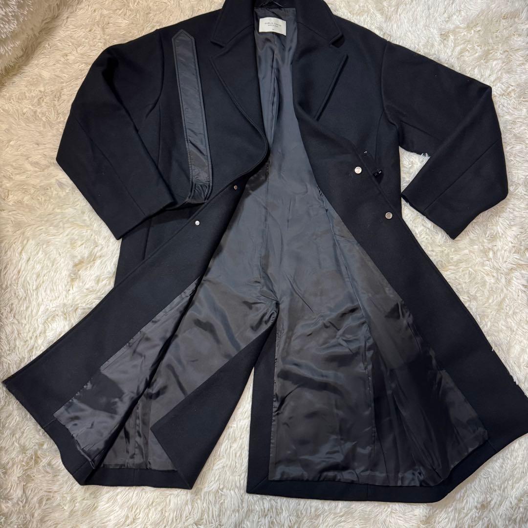 【未使用試着のみ】PUBLIC TOKYOチェスターコート　ブラック　ベルト付き