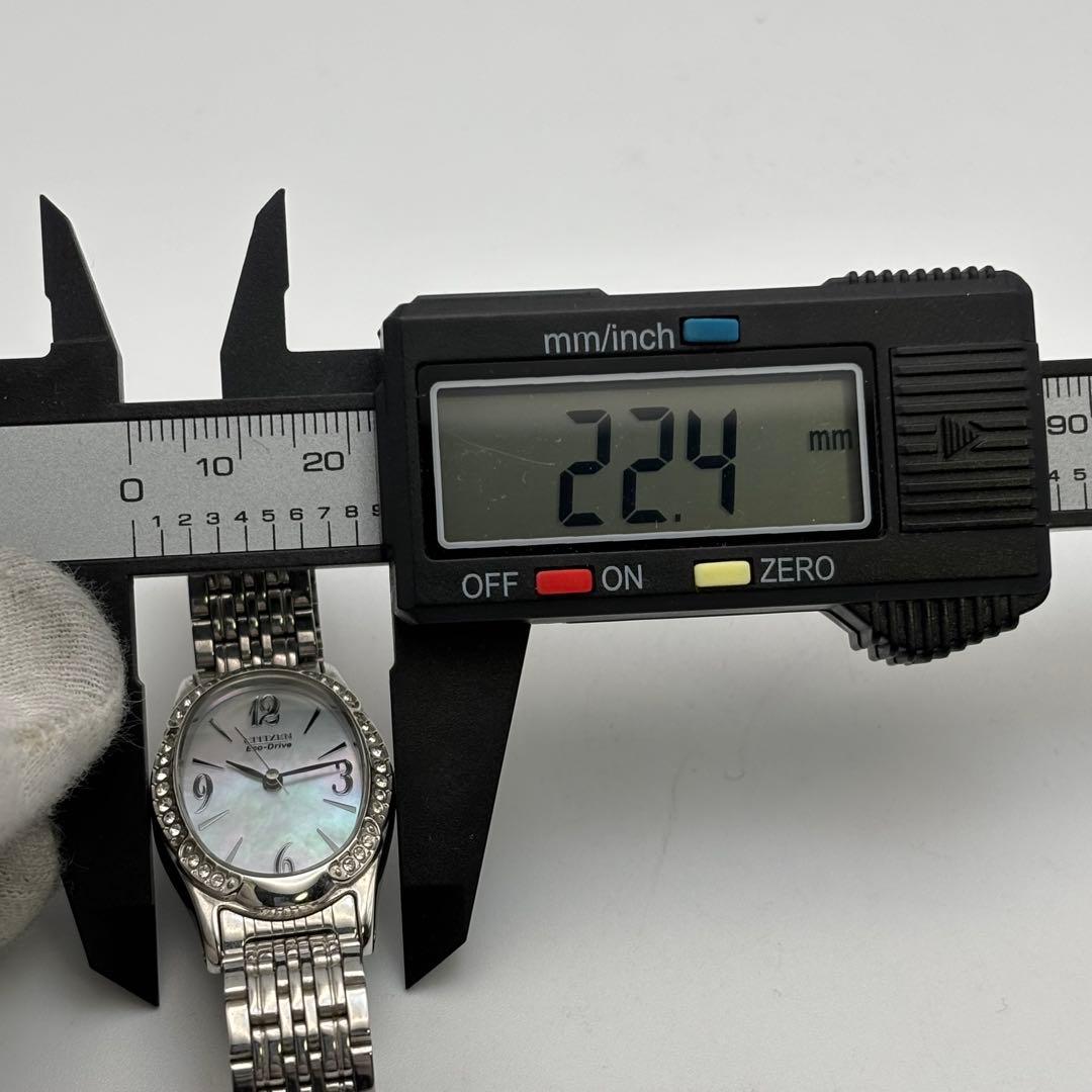 美品✨CITIZEN Eco-Drive 腕時計 シェル文字盤 ストーンベゼル