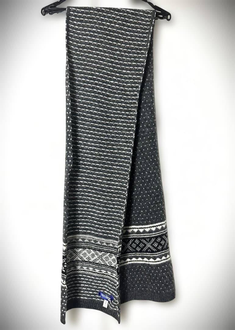 ジュンヤワタナベマン ウール マフラー グレイ 柄物
