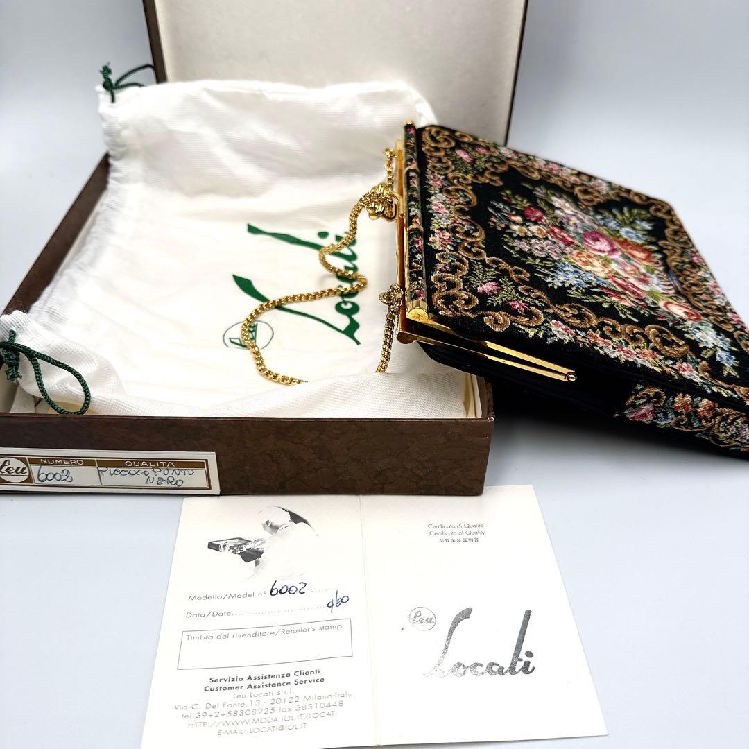 【美品】Leu Locati italy プチポワン刺繍 チェーン バッグ