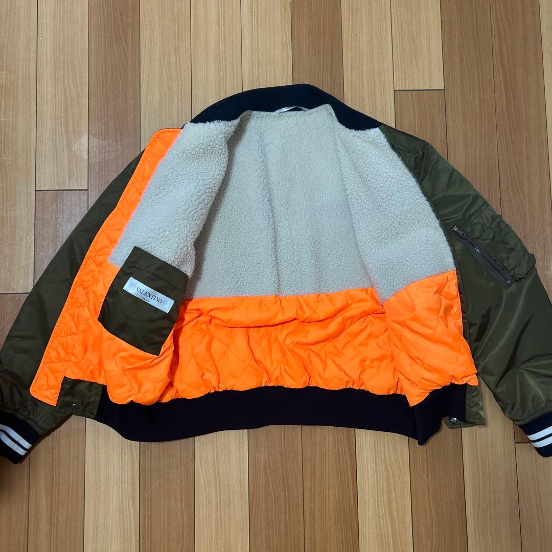 バレンティノ　カーキ　MA-1 ボアジャケット　サイズ48