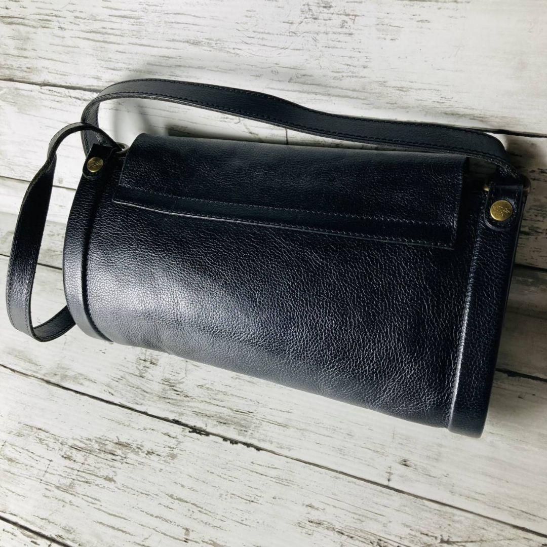 Ｒさま専用【高級感漂う黒の本革】ショルダーバッグ　ブラック　筒型　刻印