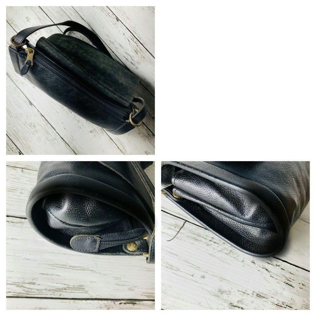 Ｒさま専用【高級感漂う黒の本革】ショルダーバッグ　ブラック　筒型　刻印