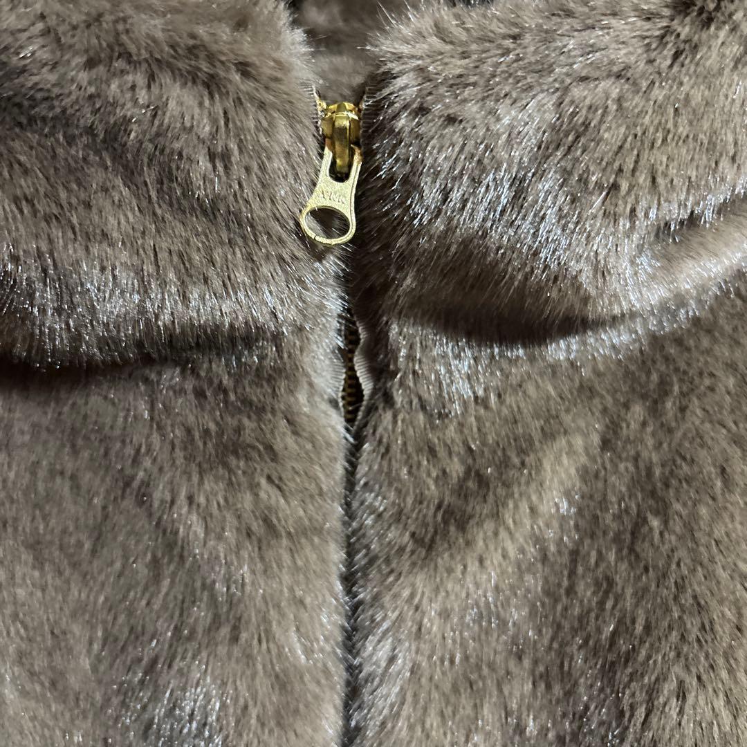 値下げ DOUDOU(ドゥドゥ)ファーポンチョコート ブラウン ダブルジッパー