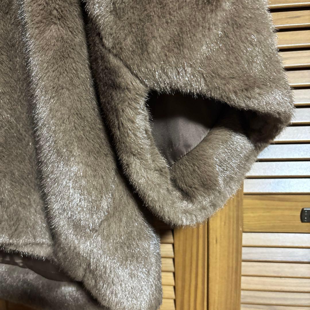 値下げ DOUDOU(ドゥドゥ)ファーポンチョコート ブラウン ダブルジッパー