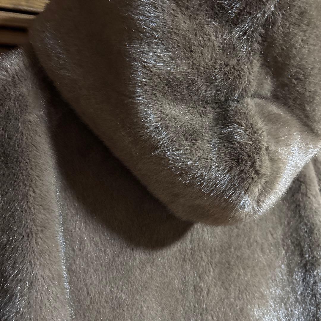 値下げ DOUDOU(ドゥドゥ)ファーポンチョコート ブラウン ダブルジッパー