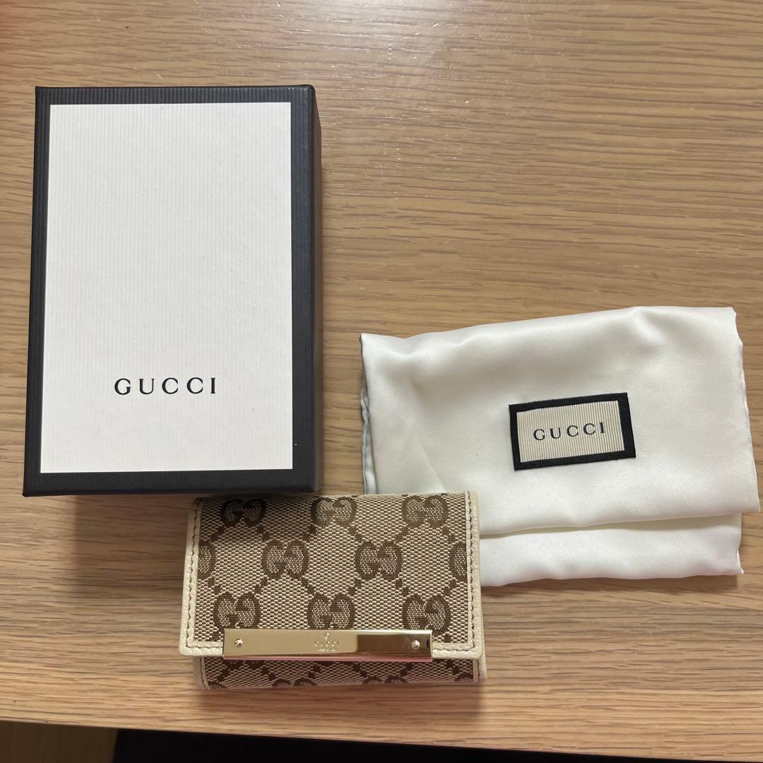 GUCCI キーケース ベージュ キャンバス