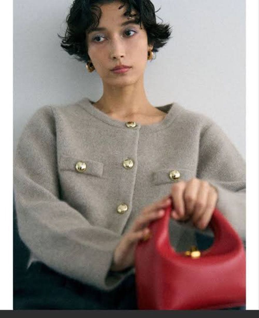 CHNラクーンニットジャケット　ベージュ