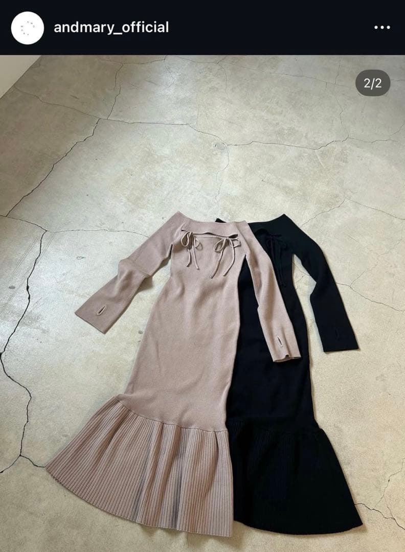 andmary オフショルダーリブニットワンピース