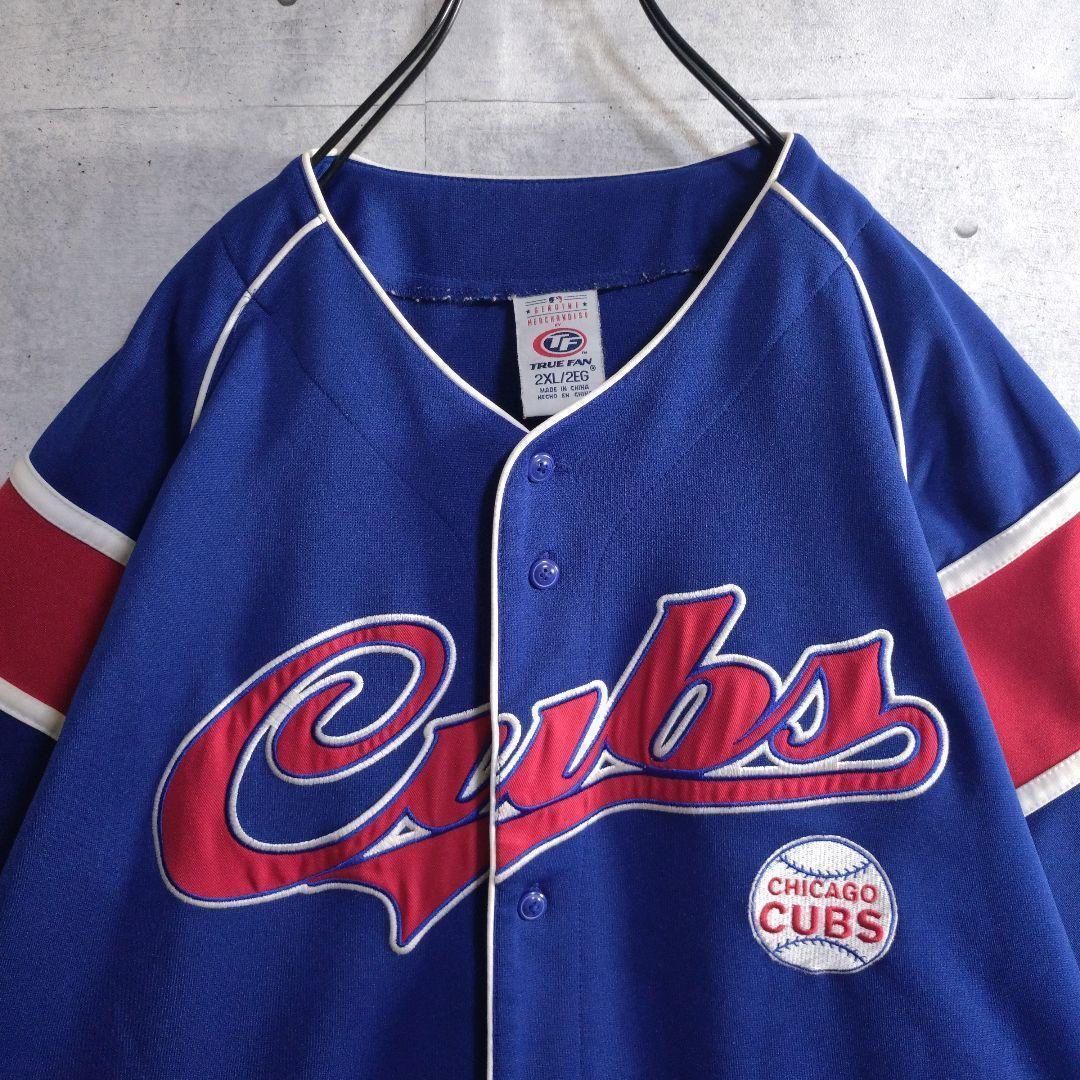 MLB★シカゴ・カブス 肉厚 ゲームシャツ ベースボールシャツ 青 2XL