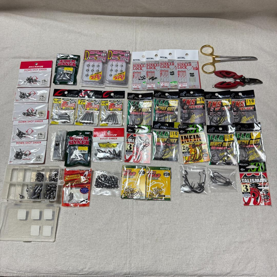 ブラックバス 引退セット ワーム ルアー シンカー フック等 BOX付き