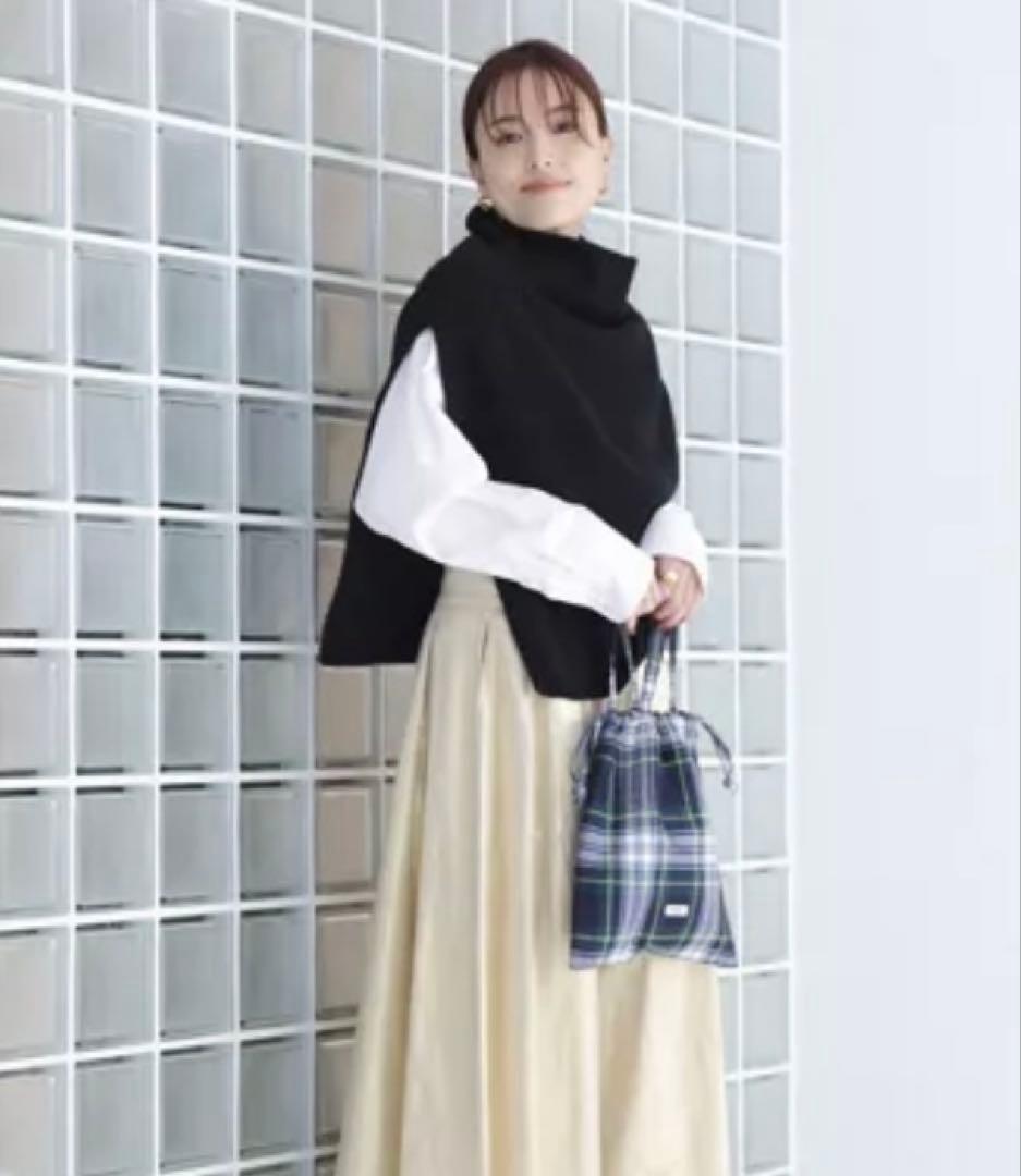 五明祐子さんセレクト　ツイードミル　TWEEDMILL ニットポンチョ　黒