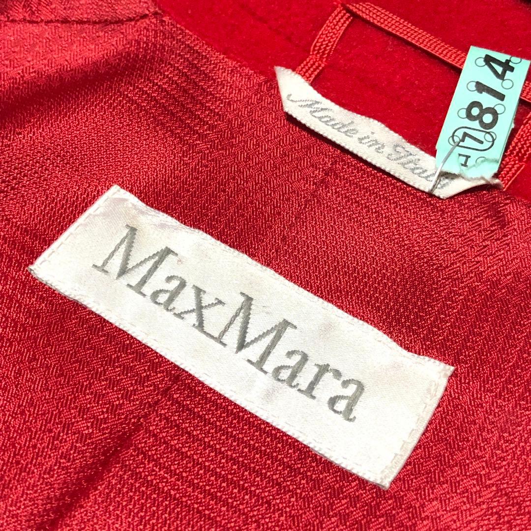 極美品　白タグ　マックスマーラ　チェスターコート　ヴァージンウール100%　赤