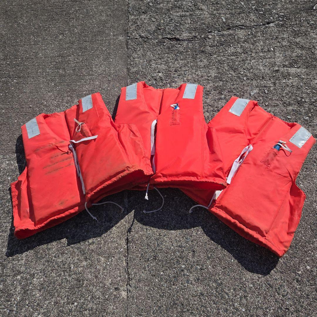 ㊽法定備品 桜マーク オレンジライフジャケット3着セット